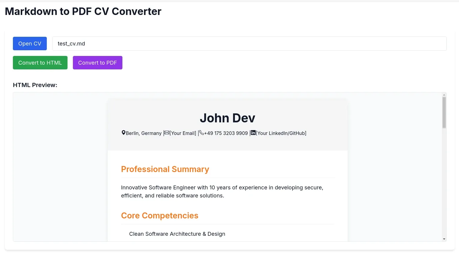 CV Markdown Converter